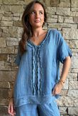 Benji Linen Wave Y Tee Denim